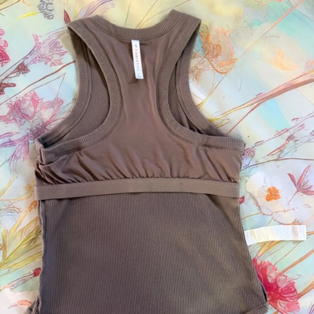 Fabletics High Neck Rib Built-In Bra Tank Desert Shadows Size Extra Large - Picture 8 of 11